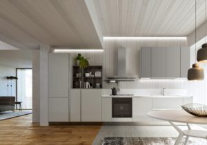 kompaktný a vysoko prispôsobiteľný dizajn kuchynskej linky COLORS.Talianska kuchyňa COLORS je vyrábaná na mieru.
