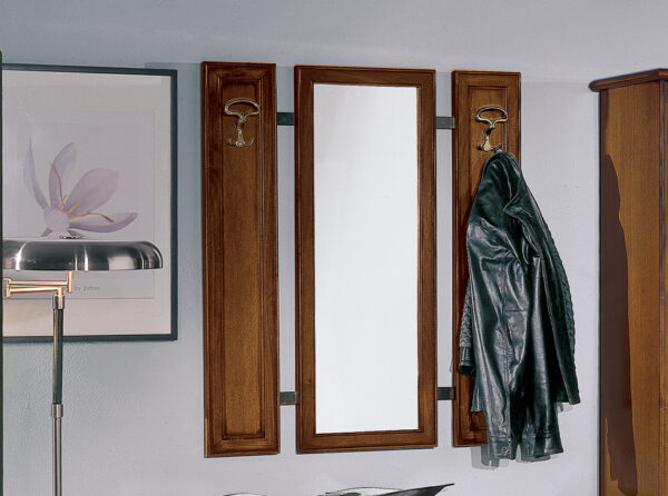 Vešiakový panel drevený so zrkadlom