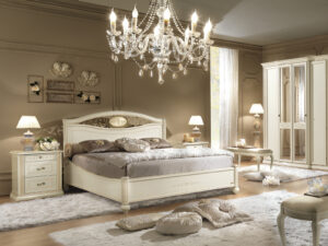 Rustikálna posteľ, komoda, nočný stolík