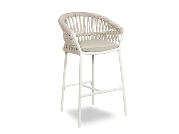 Barová stolička METHOD v bielom prevedení a s béžovým vypletaním