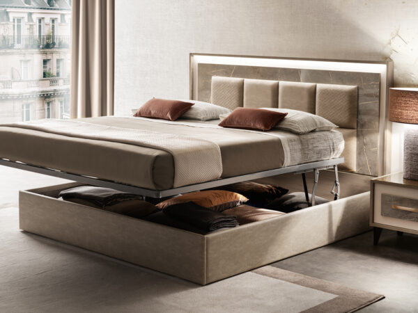 Manželská čalúnená posteľ s úložným priestorom AMBRA