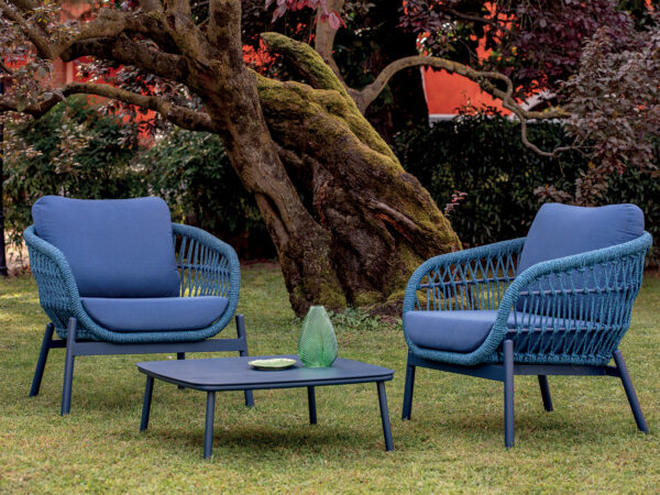 Exteriérové záhradné sedenie ELBA vo farbe BLUE/MIXED BLUE/BLUE OLEFIN
