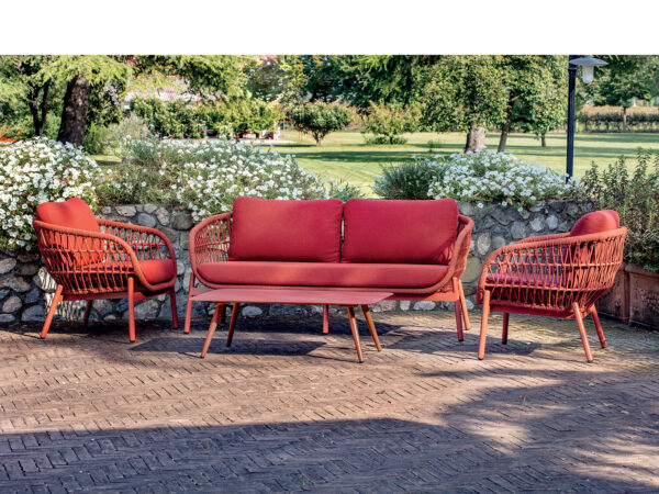 Exteriérové záhradné sedenie ELBA vo farbe RED/MIXED RED/RED OLEFIN