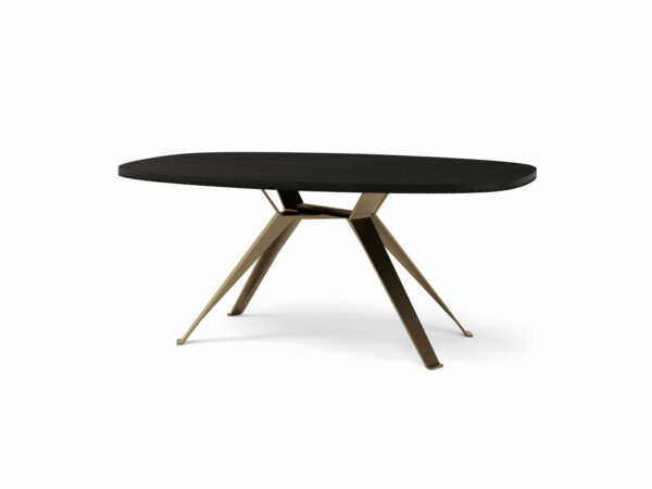 Jedálenský stôl MILANO. Oválny variant, š. 180 cm, champagne podnož.