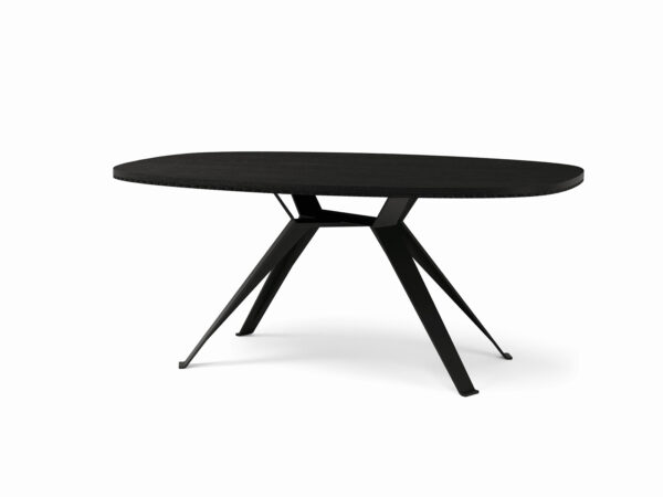 Jedálenský stôl MILANO. Oválny variant, š. 180 cm, čierna podnož.