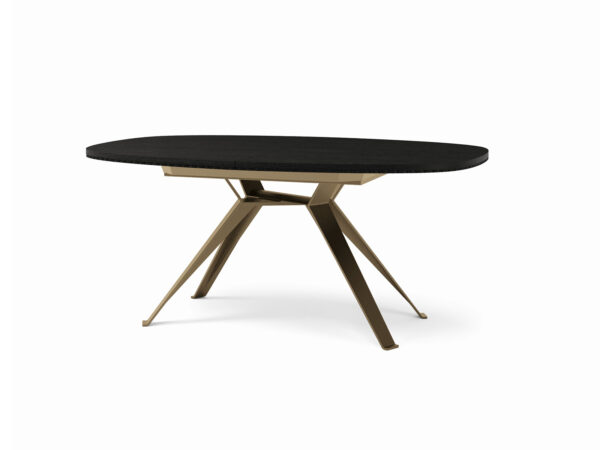 Jedálenský stôl MILANO. Oválny variant s rozťahovaním, š. 180/270 cm, champagne podnož.