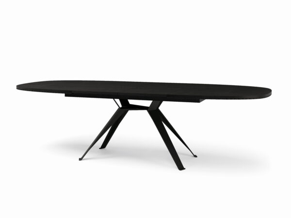 Jedálenský stôl MILANO. Oválny variant s rozťahovaním, š. 180/270 cm, čierna podnož.