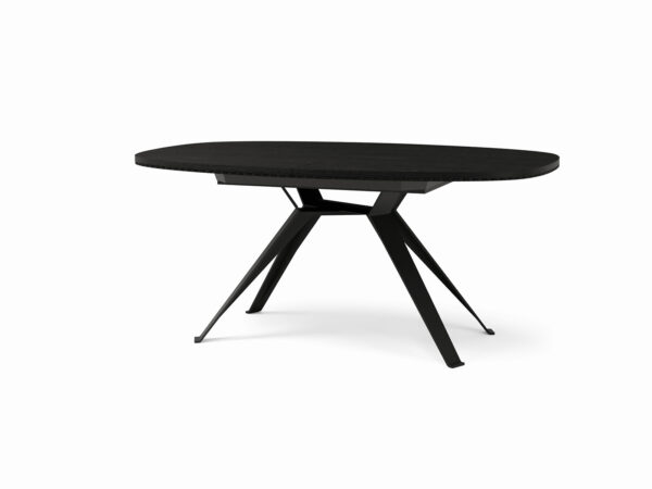 Jedálenský stôl MILANO. Oválny variant s rozťahovaním, š. 180/270 cm, čierna podnož.