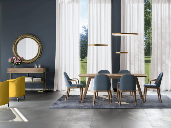 Luxusná klasická jedáleň MILANO. Oválny jedálenský stôl š. 200 cm vo farbe PM6B.