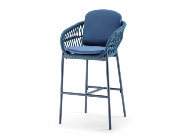 Exteriérová barová stolička ELBA vo farbe BLUE/MIXED BLUE/BLUE OLEFIN