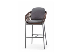 Exteriérová barová stolička ELBA vo farbe ANTHRACITE/BROWN ROUND WICKER/DARK GREY OLEFIN