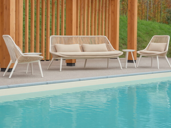 Záhradné sedenie COMO v prevedení WHITE/NATURAL ROUND WICKER/CHAMPAGNE OLEFIN