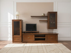 Televízna zostava BERNA od spoločnosti MOBIL HOUSE v prevedení noce antico - hnedý orech s patinou